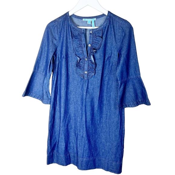 Draper James Chambray Ruffle‎ Shift Dress - Picture 5 of 12
